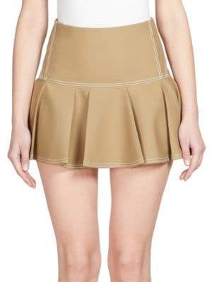 ChloÃ© ChloÃ© Women's Silk Pleated Mini Skirt - Amber Olive - Size 42 (10)