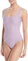 Thumbnail for your product : Onia Kelly Striped One-Piece Low-Back Swimsuit