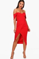 Thumbnail for your product : boohoo Off Shoulder Wrap Skirt Midi Dress