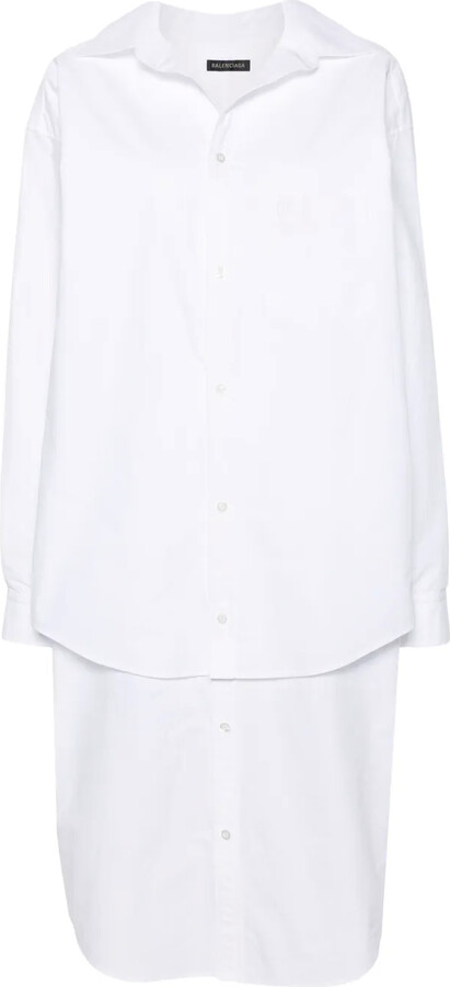 Balenciaga Embroidered-Logo Layered Shirt Dress