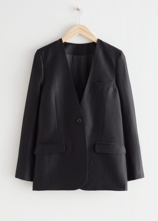 And other stories Collarless Single Button Blazer - ShopStyle