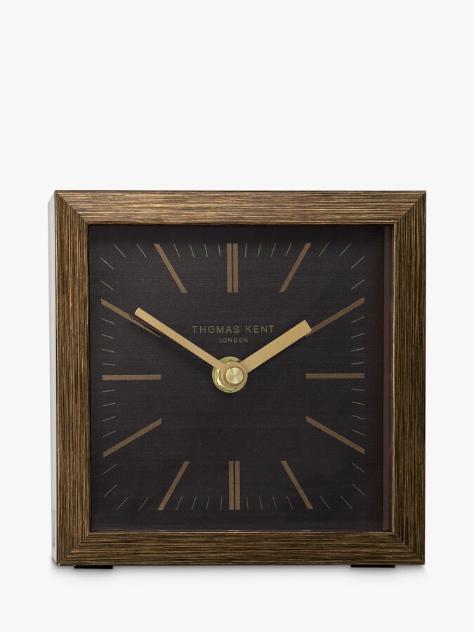 Thomas Kent Square WoodEffect Analogue Mantel Clock, 14cm, Graphite