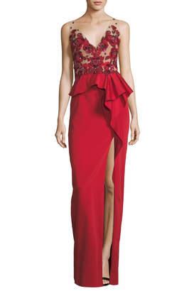 Marchesa Notte by Beaded Column Gown