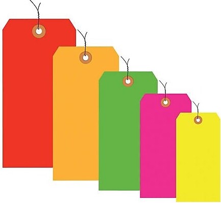 Unbranded Pre-Wired Shipping Tags, 4 1/4" x 2 1/8", Fluorescent Orange, 1000/Case (G12043D)