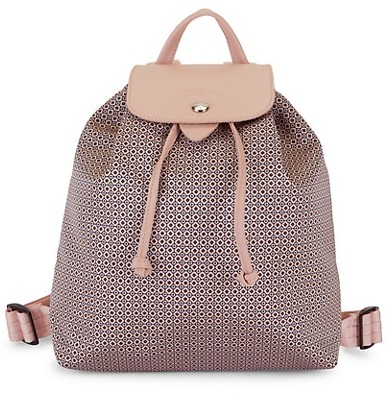 Longchamp Print Leather-Trim Drawstring Backpack - ShopStyle
