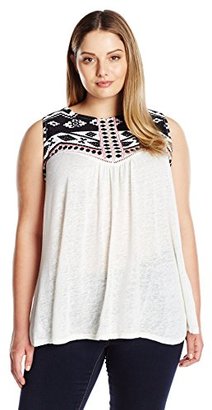 Lucky Brand Women's Plus-Size Shell with Embroidery In Lucky White
