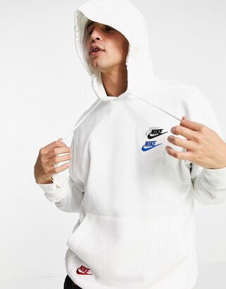 Nike Essential fleece+ multi logo hoodie in white - ShopStyle