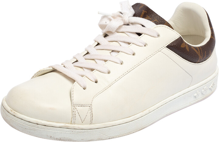 Louis Vuitton White Leather And Monogram Canvas Luxembourg Low Top Sneakers  Size 41.5 - ShopStyle