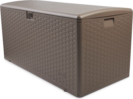 Plastic Development Group PlasticDevelopmentGroup99-GallonWeather-ResistantResinOutdoorStorageDeckBoxwithSlideandSnapAssembly,Driftwood