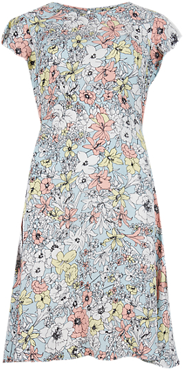 Marks and Spencer M&s Collection PETITE Floral Crêpe Fit & Flare Tea ...
