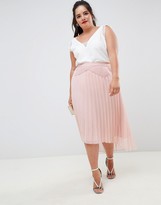 Thumbnail for your product : ASOS DESIGN Curve dobby pleated high low midi skirt with pintuck detail
