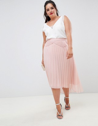 ASOS DESIGN Curve dobby pleated high low midi skirt with pintuck detail