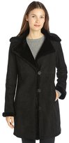 Thumbnail for your product : Blue Duck black shearling notch collar button 3/4 length front coat