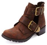 Thumbnail for your product : Charlotte Russe Double Belted Lug Sole Cut-Out Ankle Boots