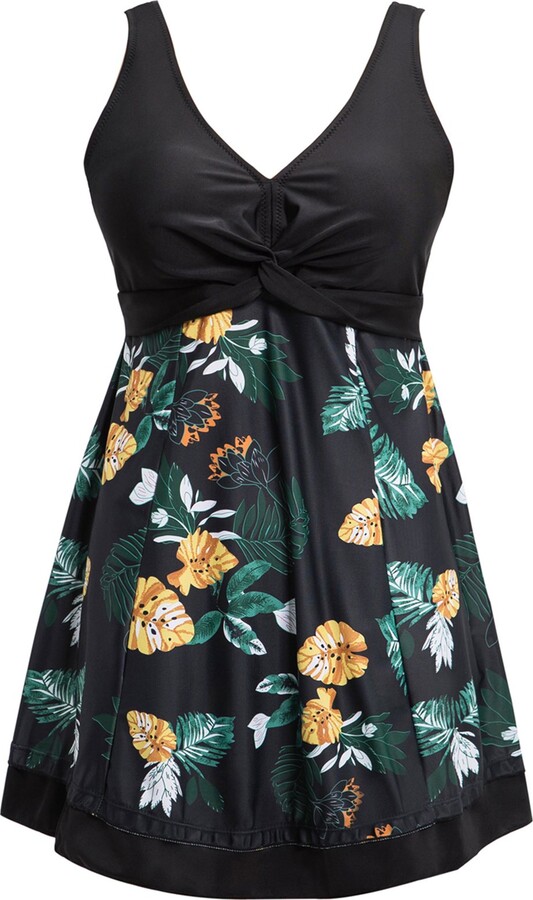 ECUPPER Ladies Vintage One Piece Swimdress Tummy Control Swimming