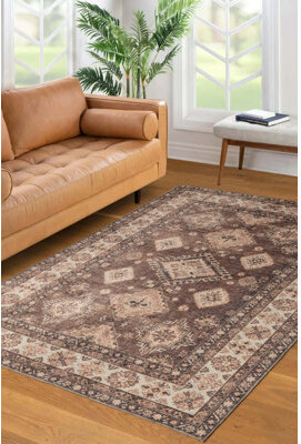 Bungalow Rose Brown Beige Moroccan Polyester Soft Touch Machine Woven Decorative Area Rug