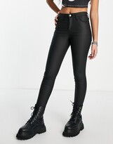 Thumbnail for your product : Topshop Petite Jamie jeans in coated black