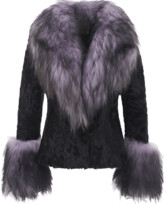 Thumbnail for your product : Gorski Belted Curly Lamb Shearling Jacket w/ Goat Fur Trim