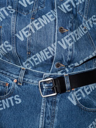 Vetements Blue Logo Print Straight Leg Jeans