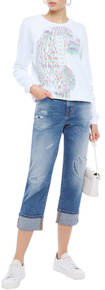 Just Cavalli Cropped Distressed Faded Boyfriend Jeans