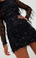Thumbnail for your product : PrettyLittleThing Black Sequin Detail Long Sleeve Mini Dress