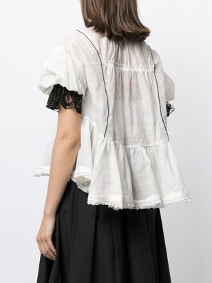 Renli Su Chloris lace-trimmed cotton blouse