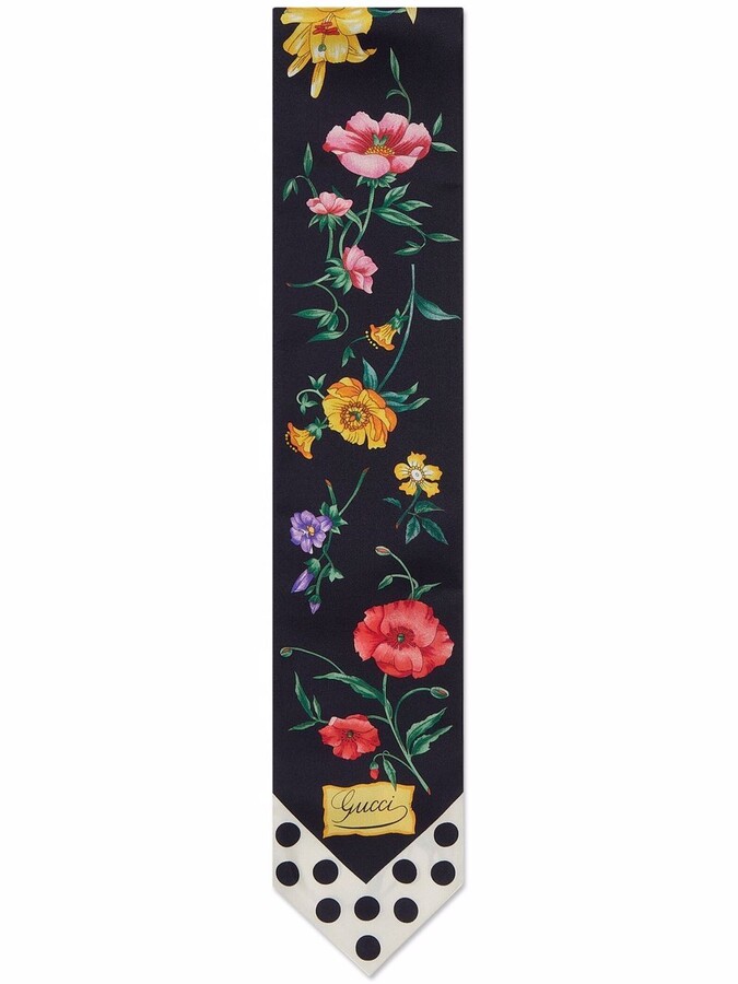 Gucci Floral-Print Print Silk Neck Bow - ShopStyle Scarves & Wraps