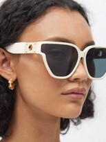 Thumbnail for your product : Linda Farrow Sabine Oversized Cat-eye Acetate Sunglasses - Cream Multi