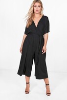 Thumbnail for your product : boohoo Plus Jersey Kimono Sleeve Wrap Jumpsuit