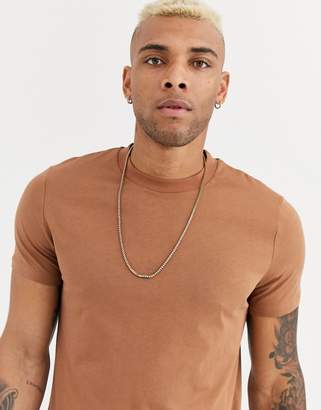 ASOS Design DESIGN t-shirt with crew neck in brown