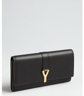 Thumbnail for your product : Saint Laurent black leather y-buckle strapped continental wallet