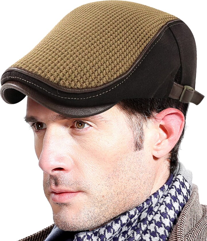 Roffatide Men Leather Ear Flap Newsboy Cap Flat Beret Cabbie Irish Ivy Hat Winter