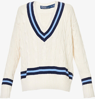Ralph Lauren Women's White V-Neck Sweaters | ShopStyle