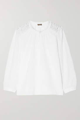 J.Crew Groveland Embroidered Broderie Anglaise-trimmed Cotton-voile Blouse - White