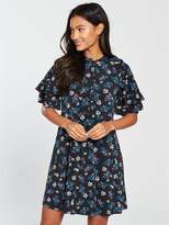 Thumbnail for your product : Very Frill Neck Printed Jersey Dress