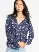 Thumbnail for your product : Old Navy Relaxed Split-Neck Crepe Blouse for Women