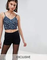 Thumbnail for your product : Lace & Beads Iridescent Embellished Cami Cropped Top