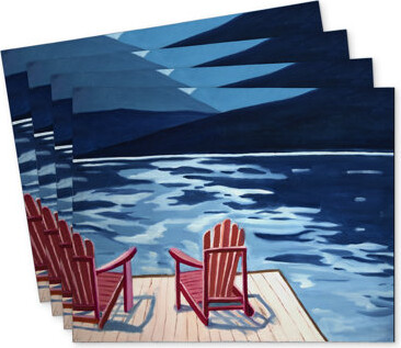 East Urban Home Polyester Dreketi Set of 4 - Lake Dock Mountains Chairs Decor