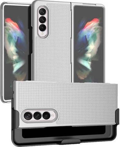 Nakedcellphone Pearl White Hard Case and Belt Clip Holster for Samsung Galaxy Z Fold 3 5G