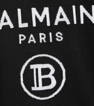 Balmain Logo intarsia wool-blend cardigan