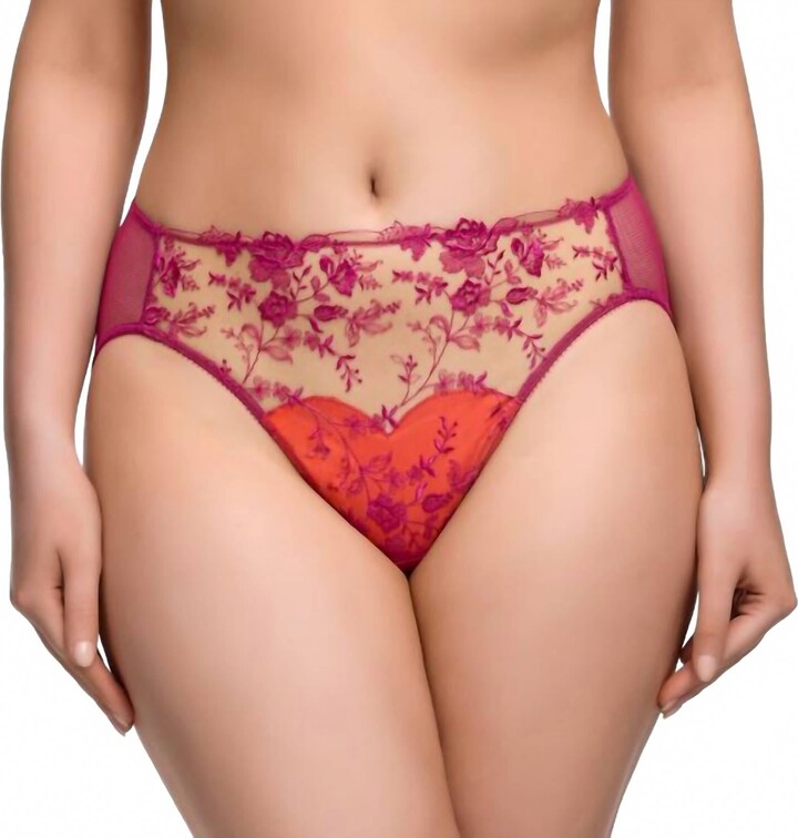 Dita Von Teese Victresse Hi Cut Brief In Rubine