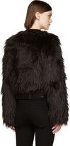 Thumbnail for your product : Band Of Outsiders Black Fur & Wool Biker Jacket