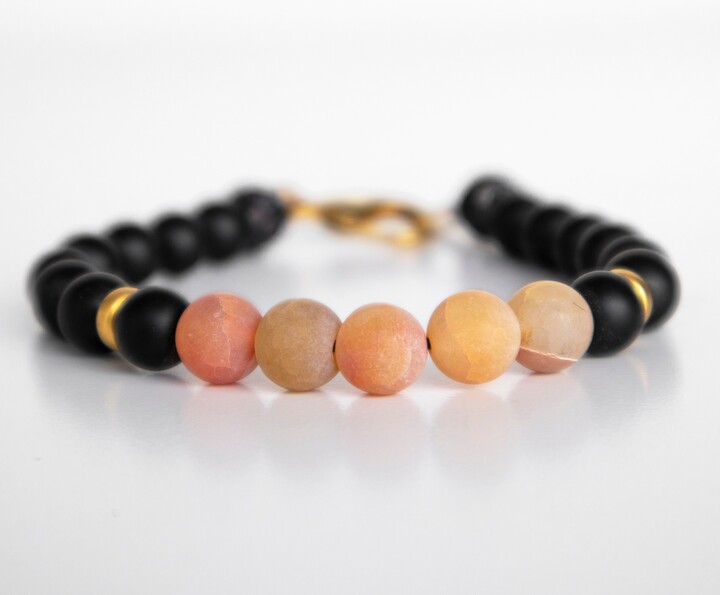 Etsy Men Beaded Bracelet - Strech Jewelry Gift Husband Boyfriend Gemstone Male