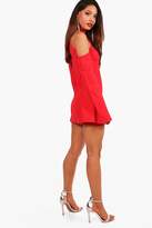 Thumbnail for your product : boohoo Petite Crepe Cold Shoulder Mini Dress