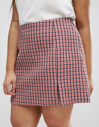 ASOS Curve Aline Mini Skirt In Mini Check Co-Ord