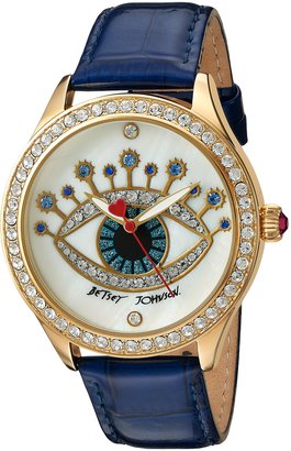 Betsey Johnson Women's Quartz Metal and Leather Automatic Watch, Color:Blue (Model: BJ00517-35)