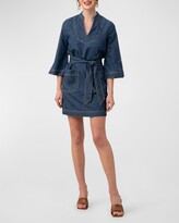 Thumbnail for your product : Trina Turk Otis Belted 3/4-Sleeve Denim Mini Dress