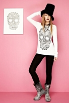 Thumbnail for your product : Lauren Moshi Grace Diamond Skull Long Sleeve in White