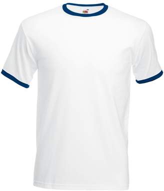 Fruit of the Loom Mens Ringer Short Sleeve T-Shirt (Navy/White)