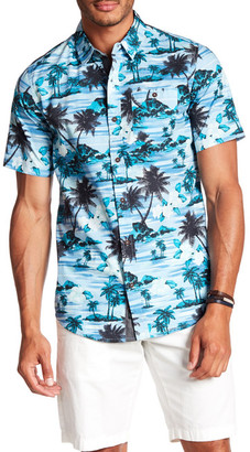 Burnside Short Sleeve Palm Tree Print Woven Regular Fit Shirt